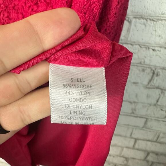 Adrianna Papell Dress Red Pink Sheath Lace Mini Party Cocktail 8 Petite - Picture 4 of 7